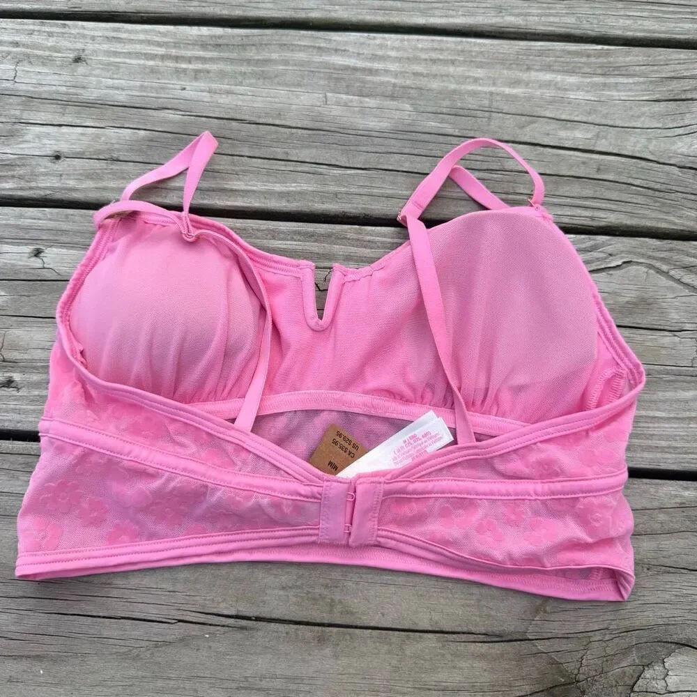 Victoria’s Secret PINK Floral Mesh Bralette NWT Pink Sheer Daisy Lingerie Top